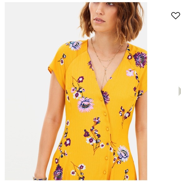 NWT FREE PEOPLE Lost in You Golden Yellow Floral Print Midi Dress - Picture 6 of 12